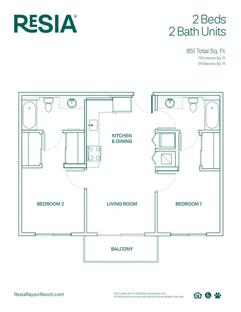 a floor plan of a 2 bedroom apartment at rssa
