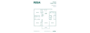 a floor plan of a 2 bedroom unit at the rasa