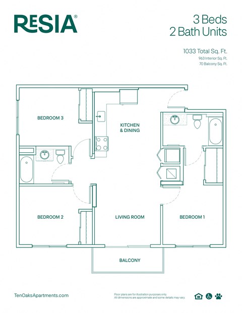a floor plan of a 2 bedroom unit at the rasa