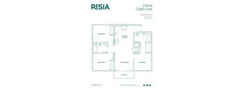 a floor plan of a 2 bedroom unit at rssa