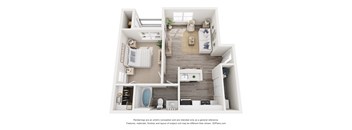 a 1 bedroom floor plan with a bathroom and a living room