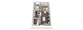 a stylized floor plan of a 1 bedroom192 sq ft