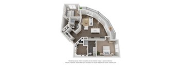 a 3d floor plan of a house with a balcony