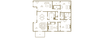the illustration of the floor plan of a house with different zones and rooms