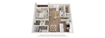 a 3d floor plan of a home with a bedroom and living room