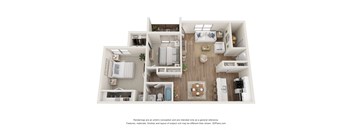 a stylized floor plan of a 1 bedroom floor plan