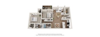 a stylized floor plan with a bedroom and living room