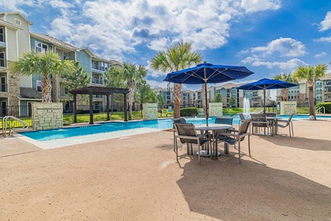 our apartments have a resort style pool and patio