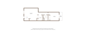 A floor plan of a home with a living room, kitchen, bathroom and bedroom.