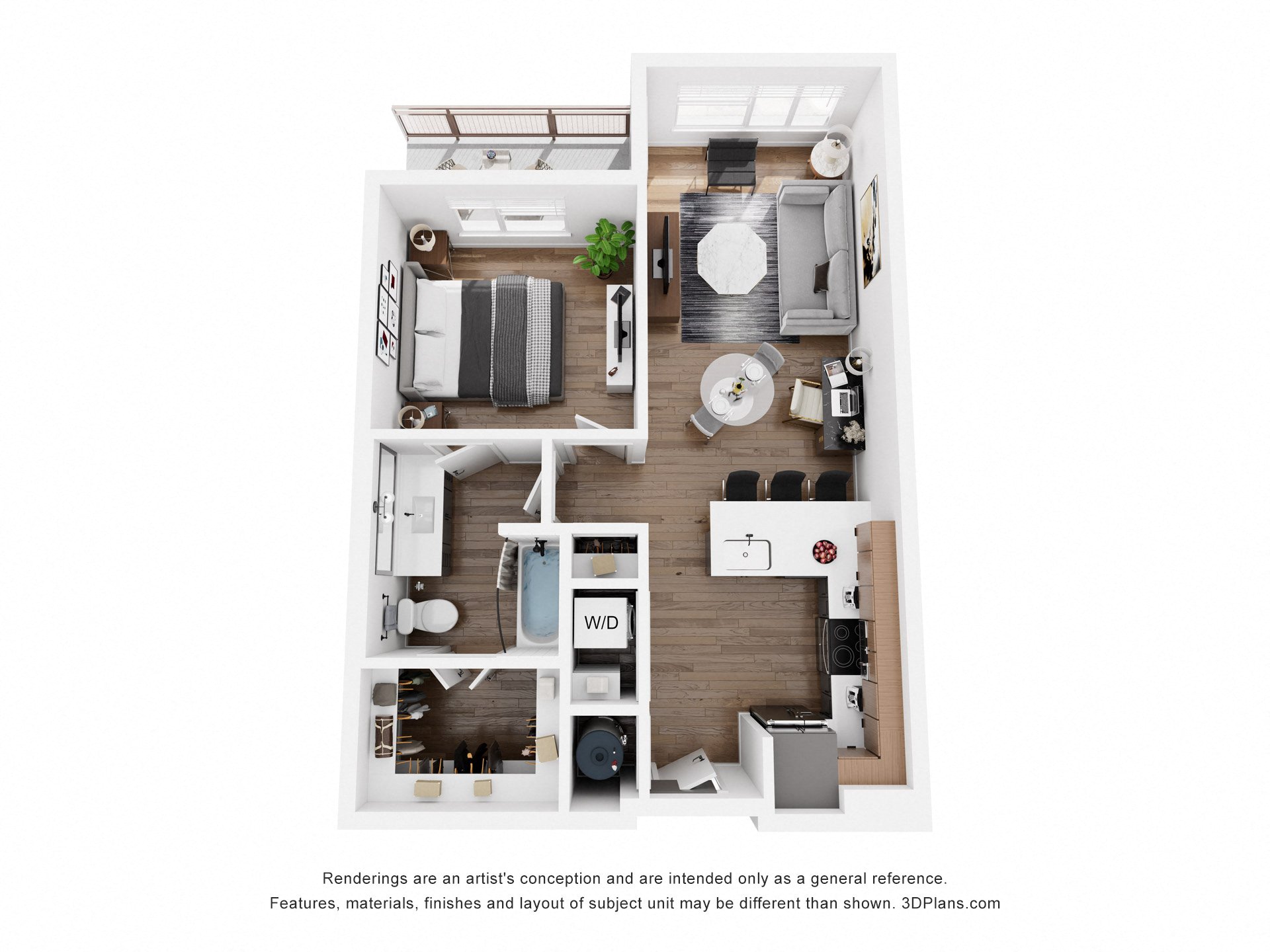 the outlook floor plan of 1190 sqft of living space with a bedroom