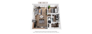 the outlook floor plan  1 bedroom 395 sq ft