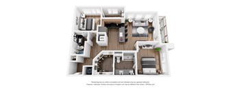 a 3 bedroom floor plan is shown in this rendering