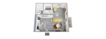 a rendering of our 1 bedroom apartment at princeton court apartments in dallas