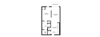 A floor plan of a home with a patio and balcony.