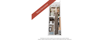 A 3D floor plan of a newly renovated apartment.