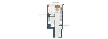 A floor plan of a Viatero Quartz Countertops apartment layout.