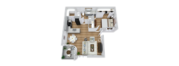 bedroom floor plan an open concept living room and kitchen with a wood floor