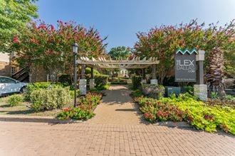 a garden with flowers and a sign that says elixirs