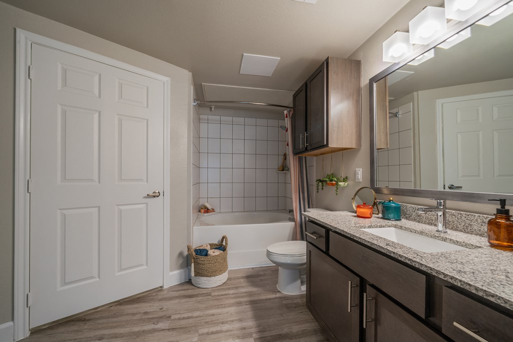 our apartments offer a bathroom with a shower and a sink