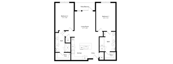 a floor plan of a house with a bedroom and a living room