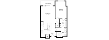 a floor plan of a house with a bedroom and a living room