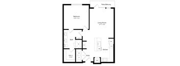 a floor plan of a house with a bedroom and a living room