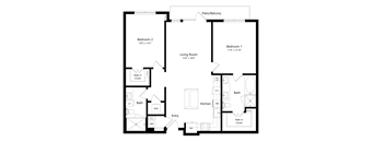 a floor plan of a house with a bedroom and a living room