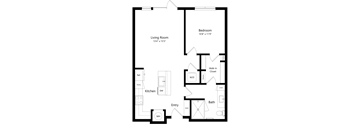 a floor plan of a house with a bedroom and a living room
