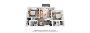 a 1 bedroom floorplan is shown in this rendering