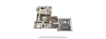 a stylized floor plan of a 1 bedroom floor plan