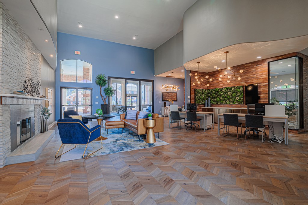 the lobby at the bradley braddock road station apartments
