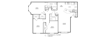 a floor plan of a house with bedrooms and a living room