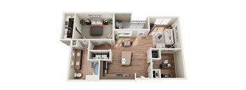 a 3d drawing of a floor plan with a bedroom