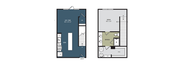 a floor plan of a small house with a bedroom and a living room