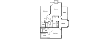 a floor plan of a house with bedrooms and a living room