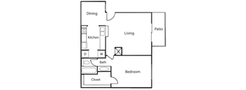 a floor plan of a house with a bedroom and a living room