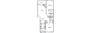 a floor plan of a house with a bedroom and a living room