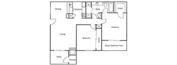 a floor plan of a house with a bedroom and a living room