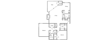 a floor plan of a house with a bedroom and a living room