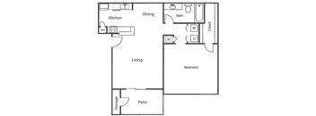 a floor plan of a house with a bedroom and a living room
