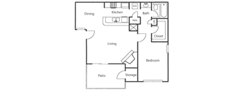 a floor plan of a house with a bedroom and a living room
