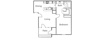 a floor plan of a house with a bedroom and a living room