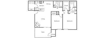 a floor plan of a house with a bedroom and a living room