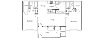 a floor plan of a house with a bedroom and a living room