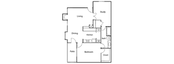 a floor plan of a house with bedrooms and a living room