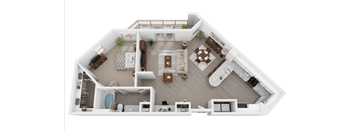 a floor plan of a home with a bedroom and a living room