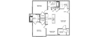 a floor plan of a house with bedrooms and a living room