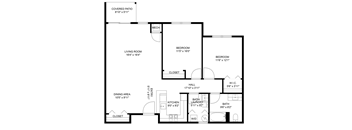 A black and white image of a floor plan for a house.