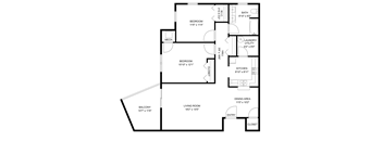 A black and white image of a floor plan for a house.