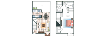 A floor plan of a house with a kitchen, living room, dining room, and bedrooms.